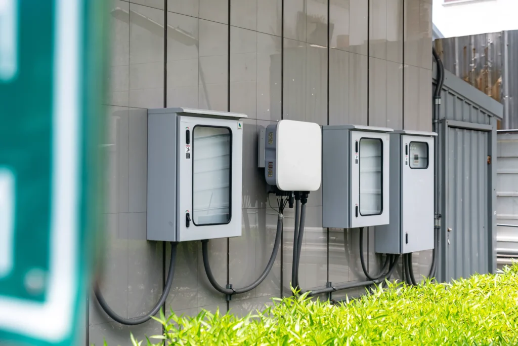 13.5 kWh home battery storage unit installed in residential garage. time-of-use electricity rates.