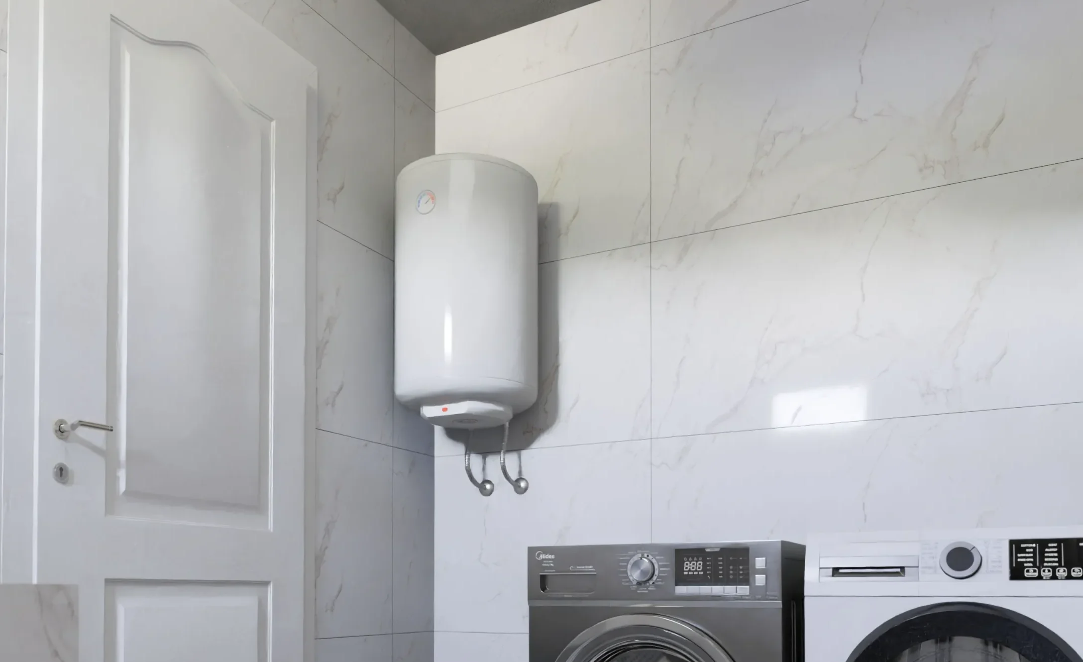 Tank vs tankless water heater comparison showing traditional storage tank and compact wall-mounted tankless unit